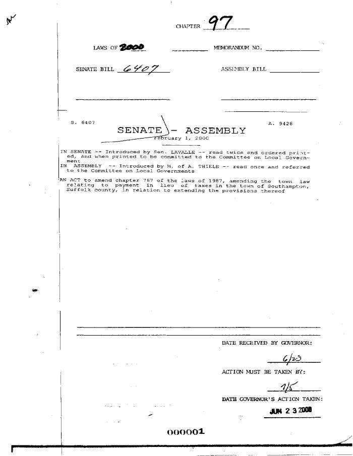 NYS Bill and Veto Jackets: 2000, Chapter 97