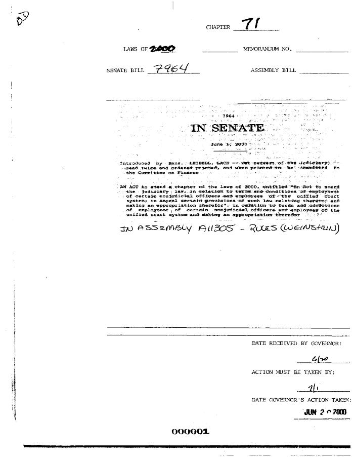 NYS Bill and Veto Jackets: 2000, Chapter 71