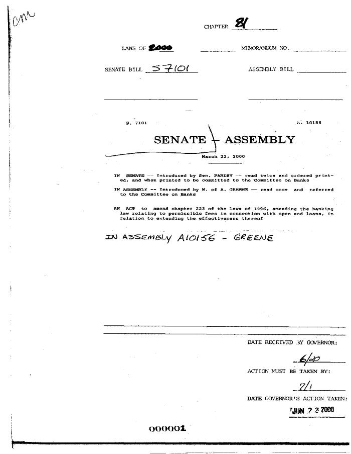 NYS Bill and Veto Jackets: 2000, Chapter 81