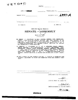 NYS Bill and Veto Jackets: 2000, Veto 40