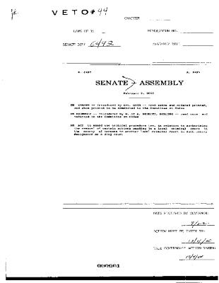 NYS Bill and Veto Jackets: 2000, Veto 44