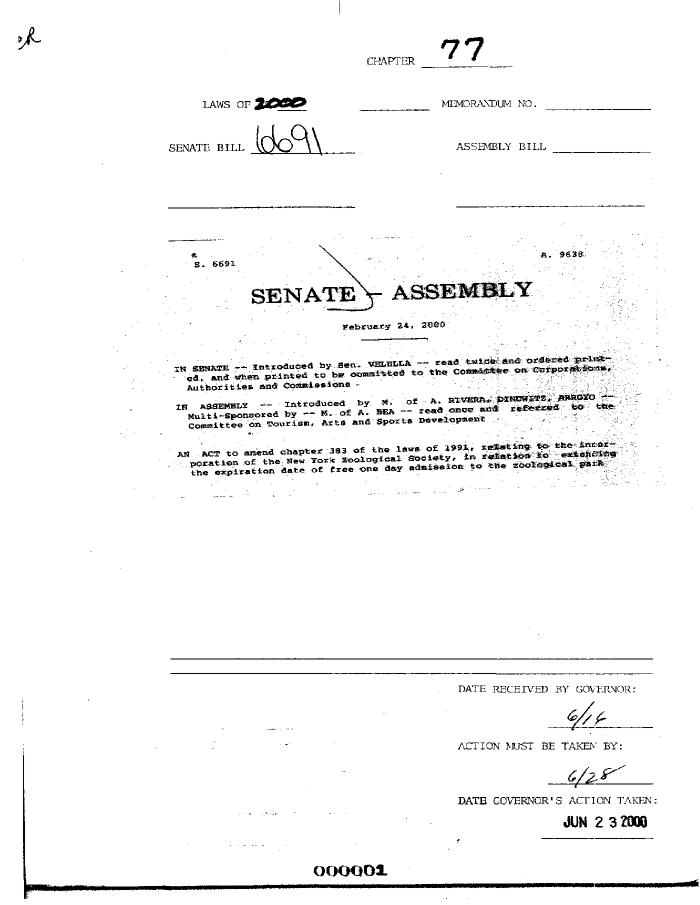 NYS Bill and Veto Jackets: 2000, Chapter 77