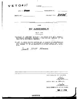 NYS Bill and Veto Jackets: 2000, Veto 60