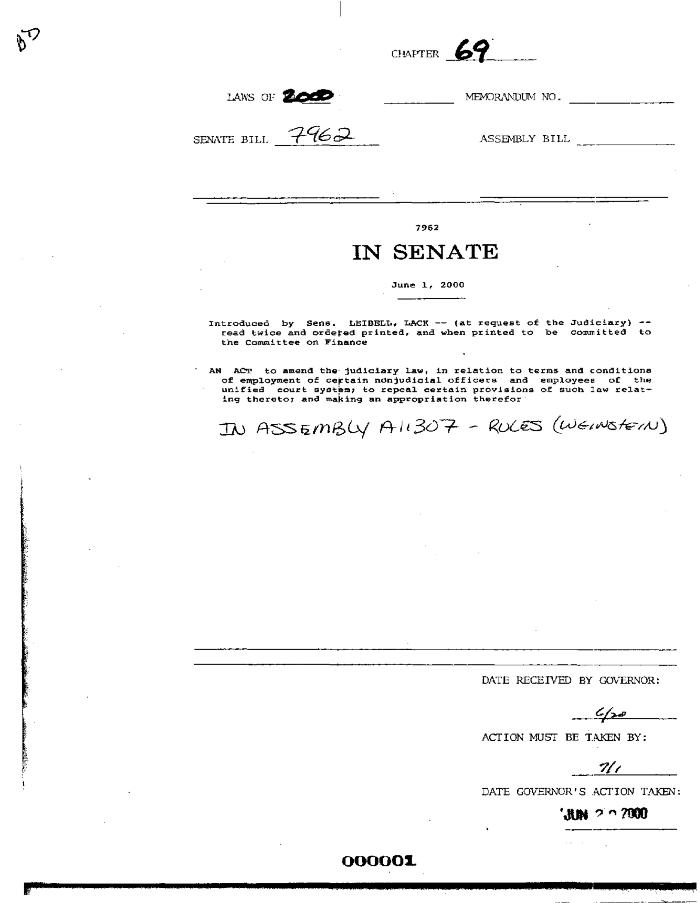 NYS Bill and Veto Jackets: 2000, Chapter 69