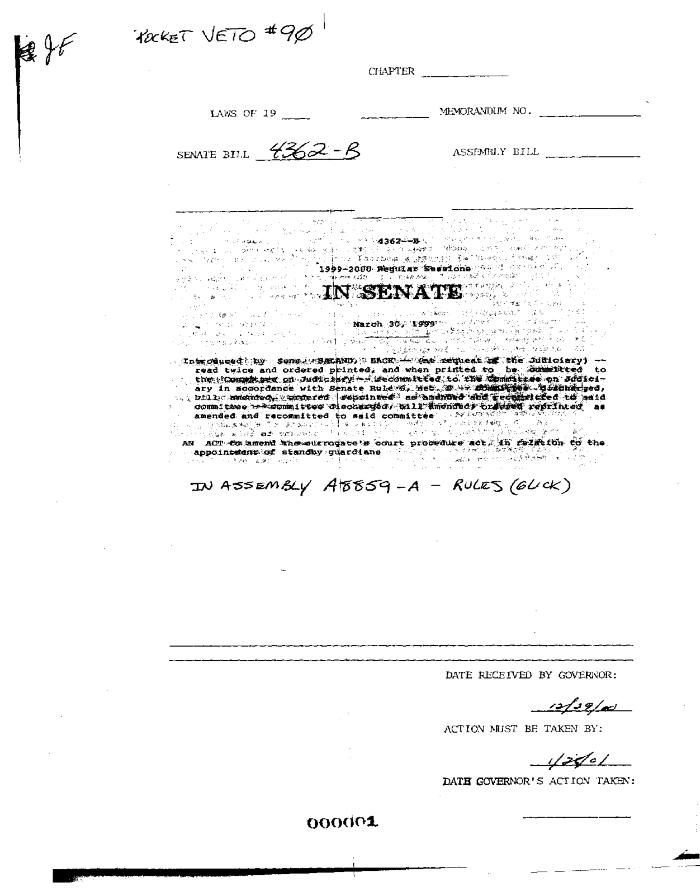 NYS Bill and Veto Jackets: 2000, Veto 90