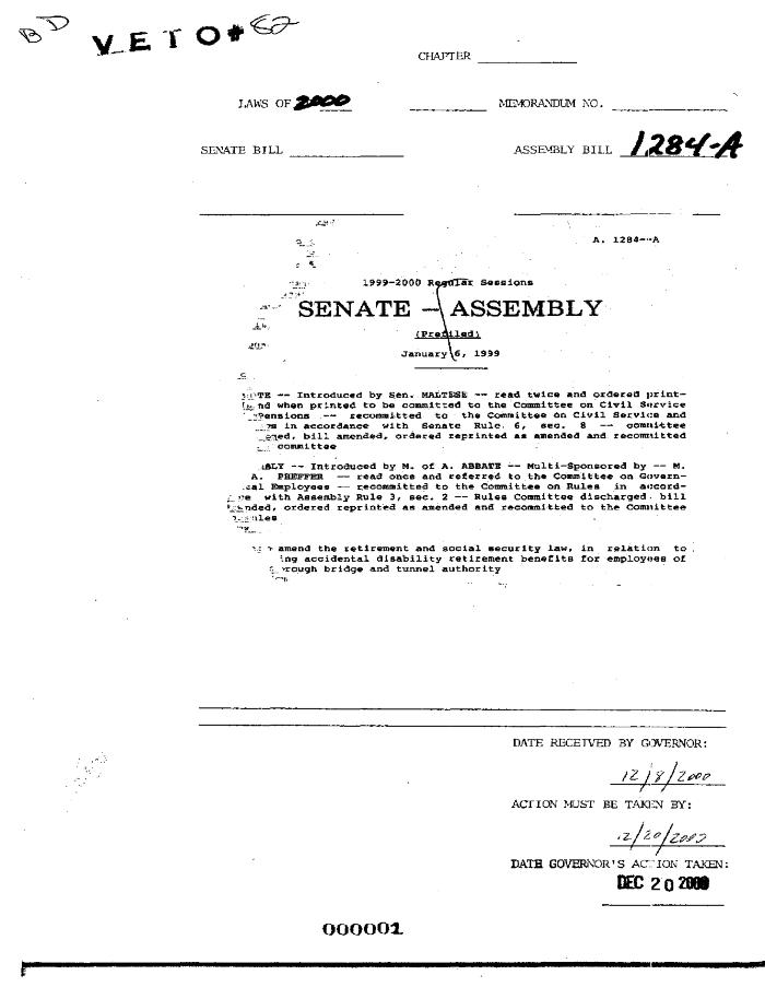 NYS Bill and Veto Jackets: 2000, Veto 82