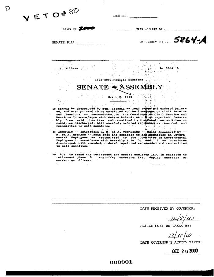 NYS Bill and Veto Jackets: 2000, Veto 80