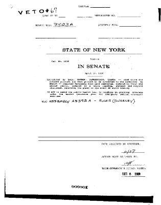 NYS Bill and Veto Jackets: 2000, Veto 67