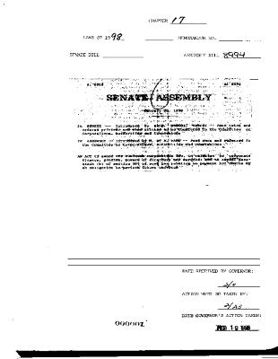 NYS Bill and Veto Jackets: 1998, Chapter 17