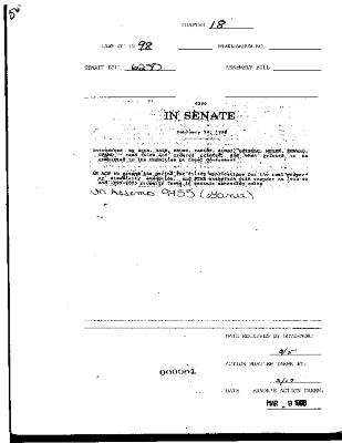 NYS Bill and Veto Jackets: 1998, Chapter 18