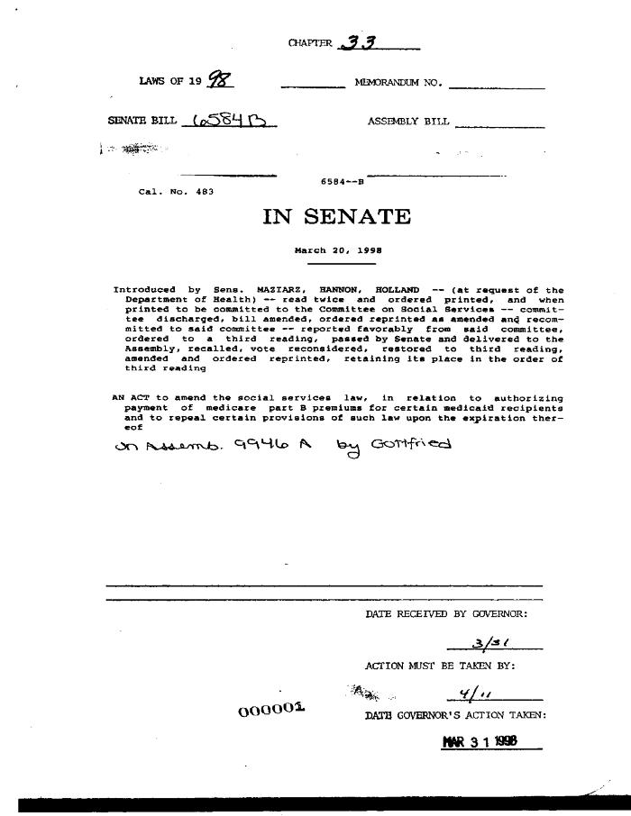 NYS Bill and Veto Jackets: 1998, Chapter 33