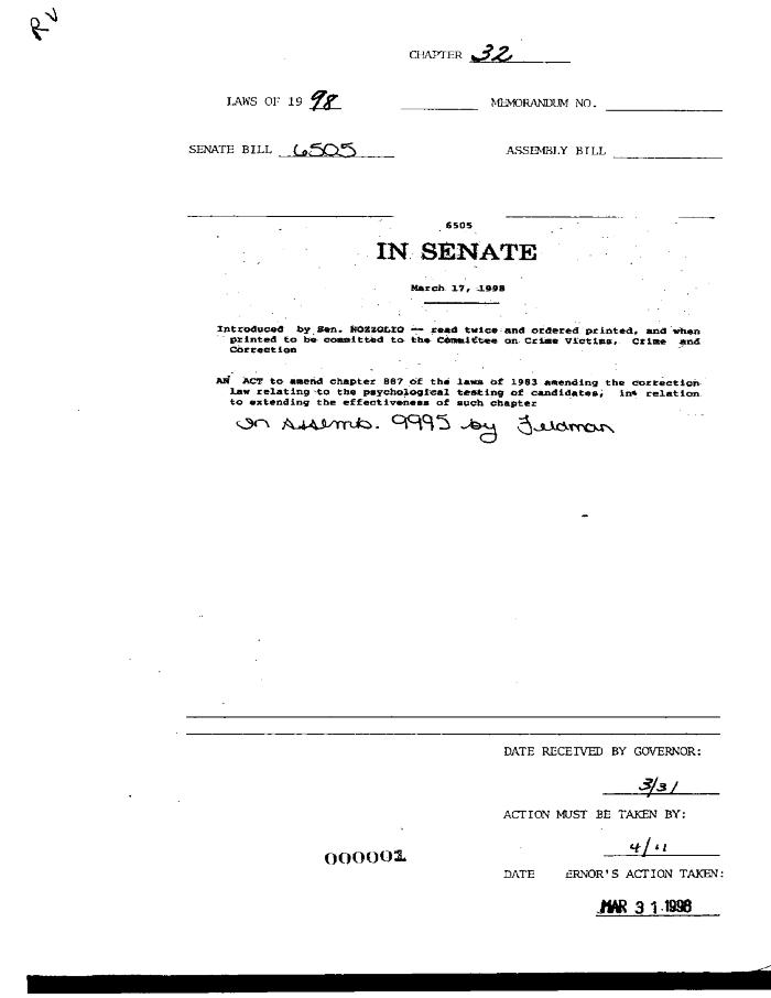 NYS Bill and Veto Jackets: 1998, Chapter 32