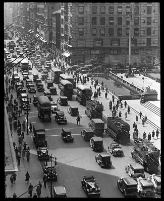 Looking Down on Fifth Avenue Traffic, New York City