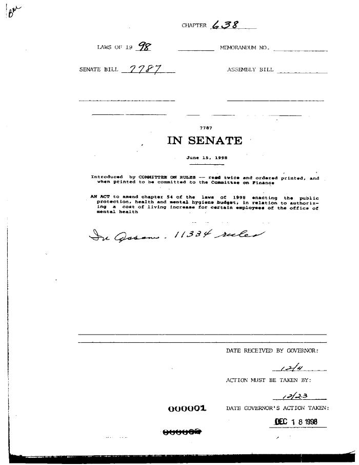 NYS Bill and Veto Jackets: 1998, Chapter 638