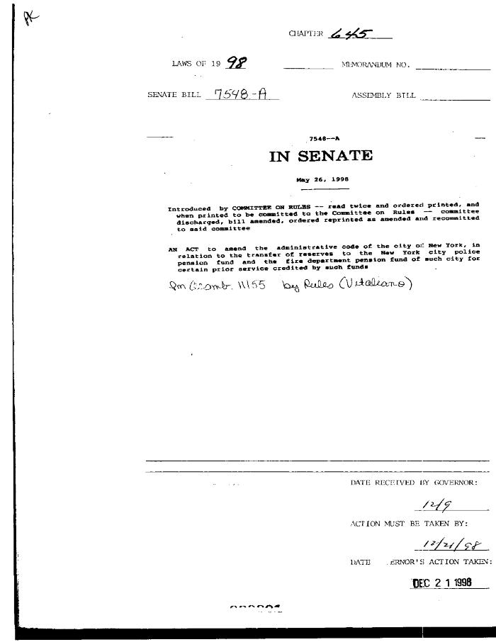 NYS Bill and Veto Jackets: 1998, Chapter 645