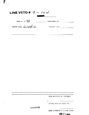 NYS Bill and Veto Jackets: 1998, Veto 27