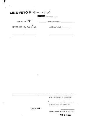 NYS Bill and Veto Jackets: 1998, Veto 25