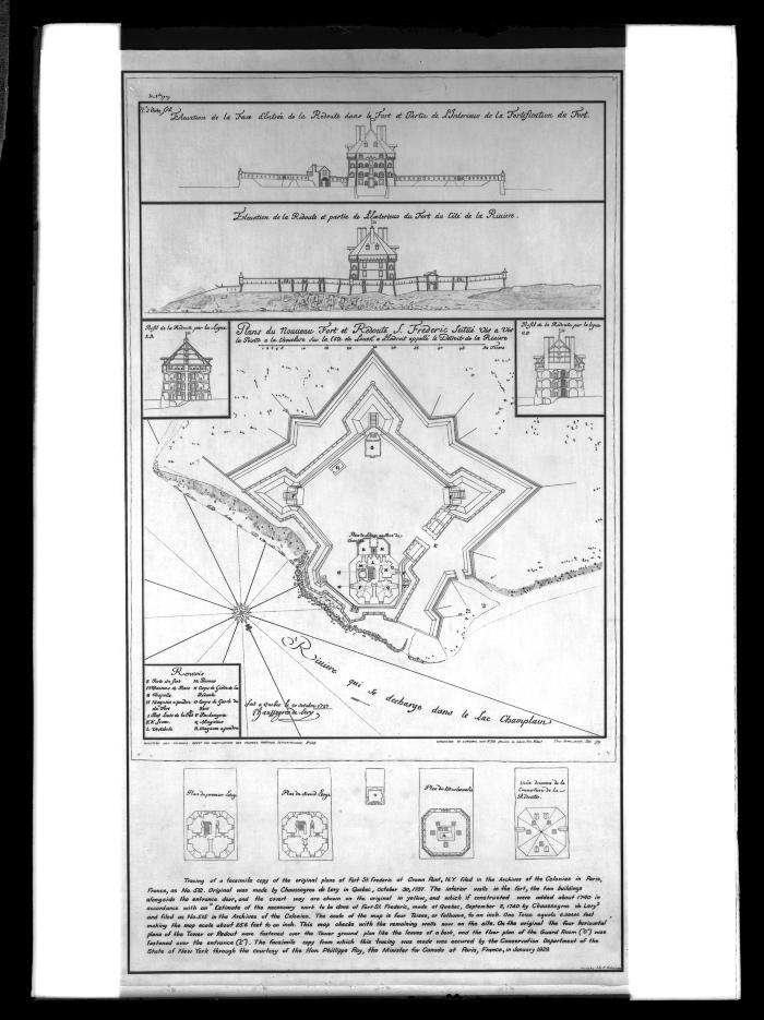 Tracing of a facsimile copy of the original plans of Fort St. Fredric at Crown Point, N.Y.