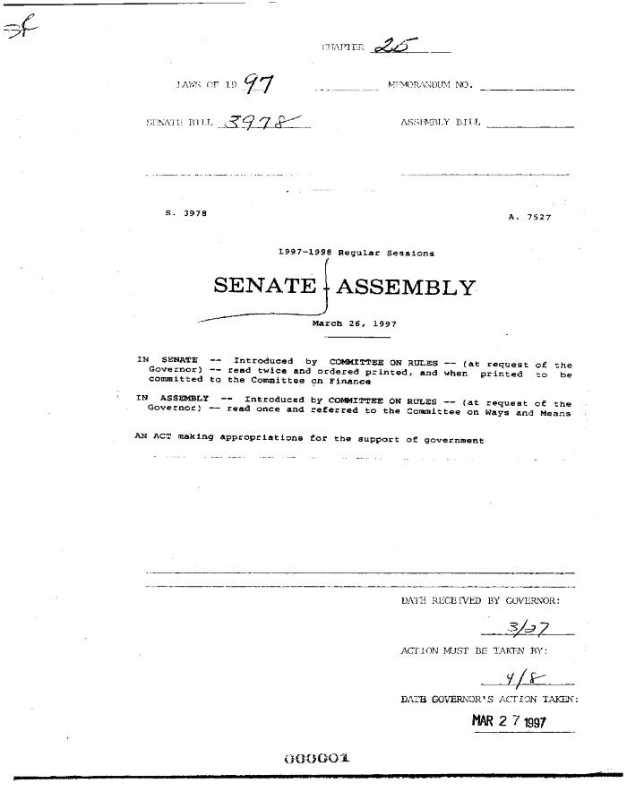 NYS Bill and Veto Jackets: 1997, Chapter 25