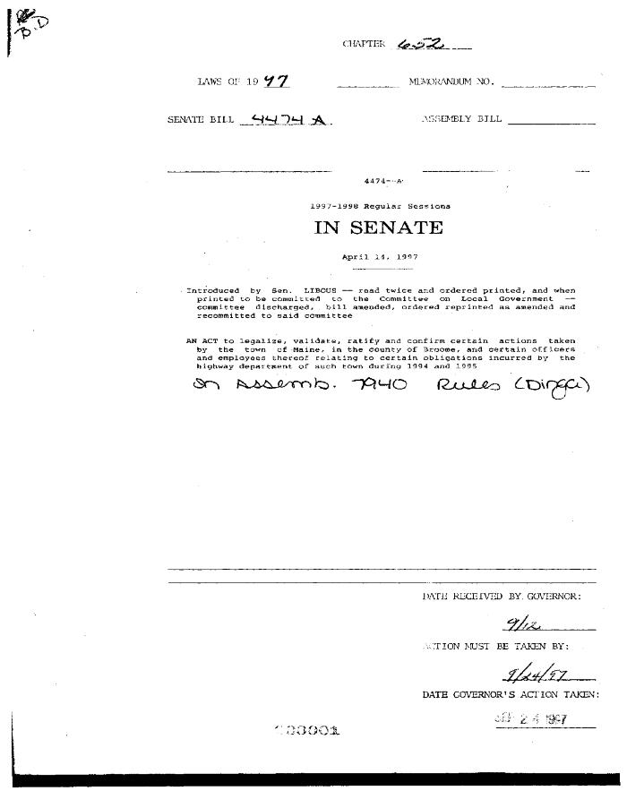 NYS Bill and Veto Jackets: 1997, Chapter 652