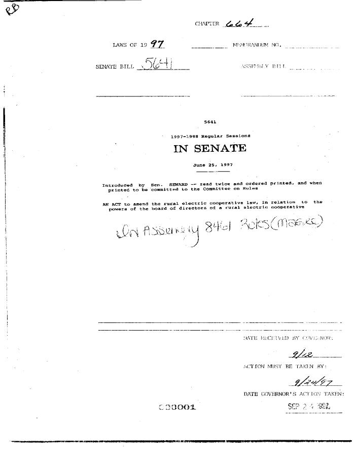 NYS Bill and Veto Jackets: 1997, Chapter 664