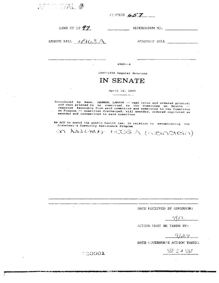 NYS Bill and Veto Jackets: 1997, Chapter 657