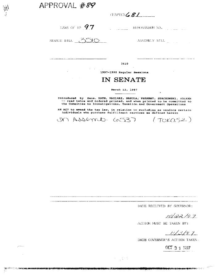NYS Bill and Veto Jackets: 1997, Chapter 681