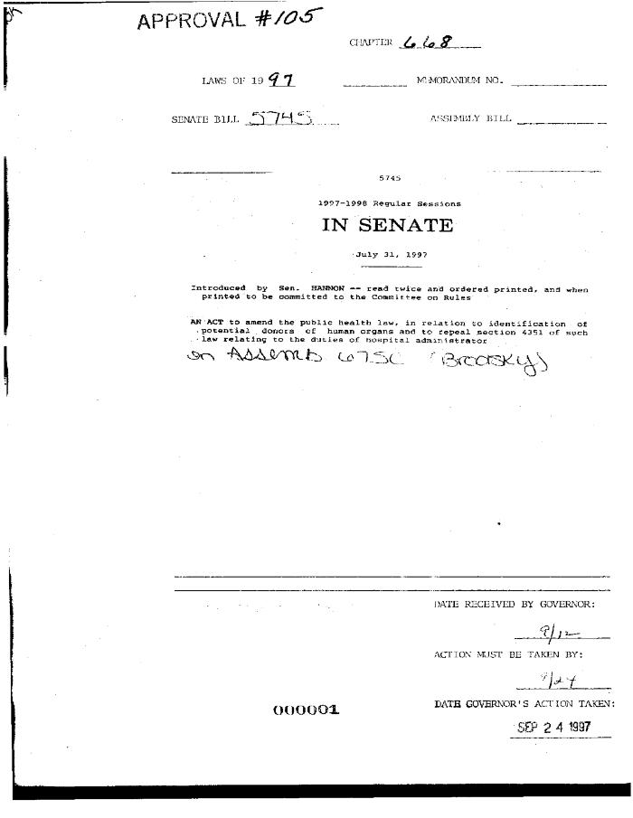 NYS Bill and Veto Jackets: 1997, Chapter 668