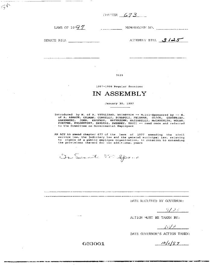 NYS Bill and Veto Jackets: 1997, Chapter 673