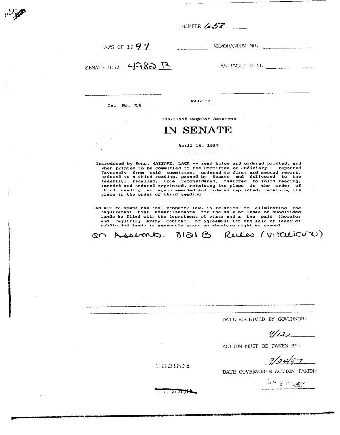 NYS Bill and Veto Jackets: 1997, Chapter 658