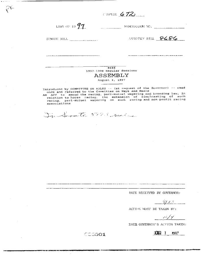 NYS Bill and Veto Jackets: 1997, Chapter 672