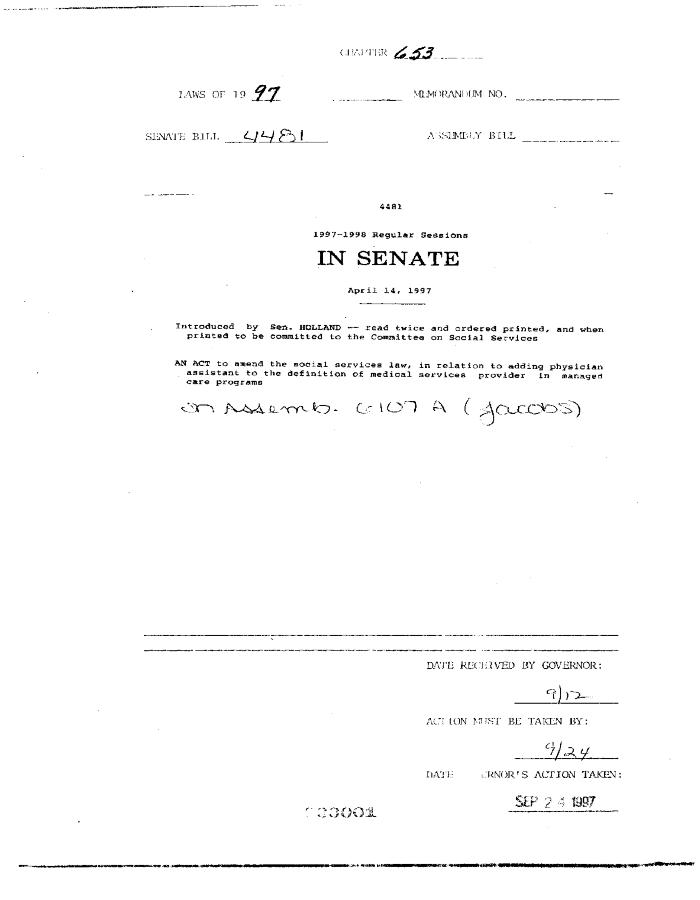 NYS Bill and Veto Jackets: 1997, Chapter 653