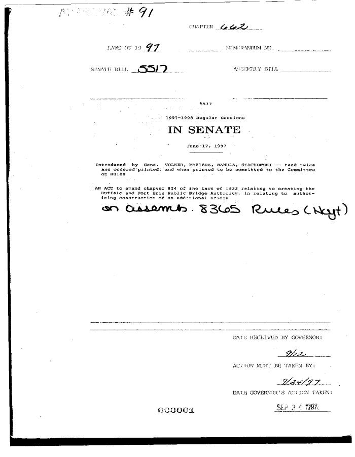 NYS Bill and Veto Jackets: 1997, Chapter 662