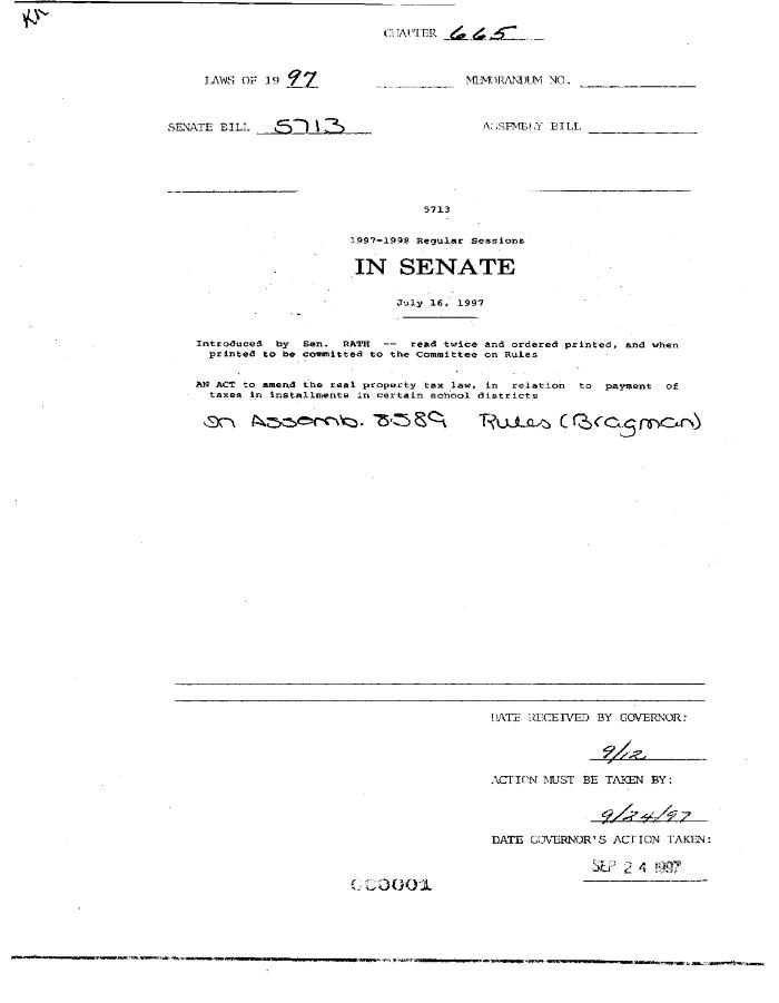 NYS Bill and Veto Jackets: 1997, Chapter 665