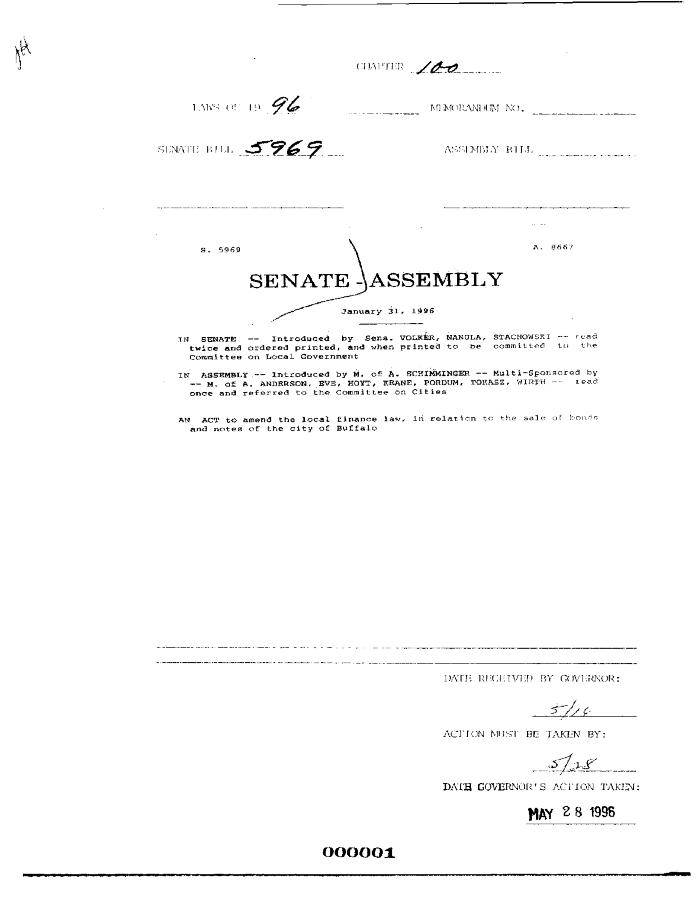 NYS Bill and Veto Jackets: 1996, Chapter 100