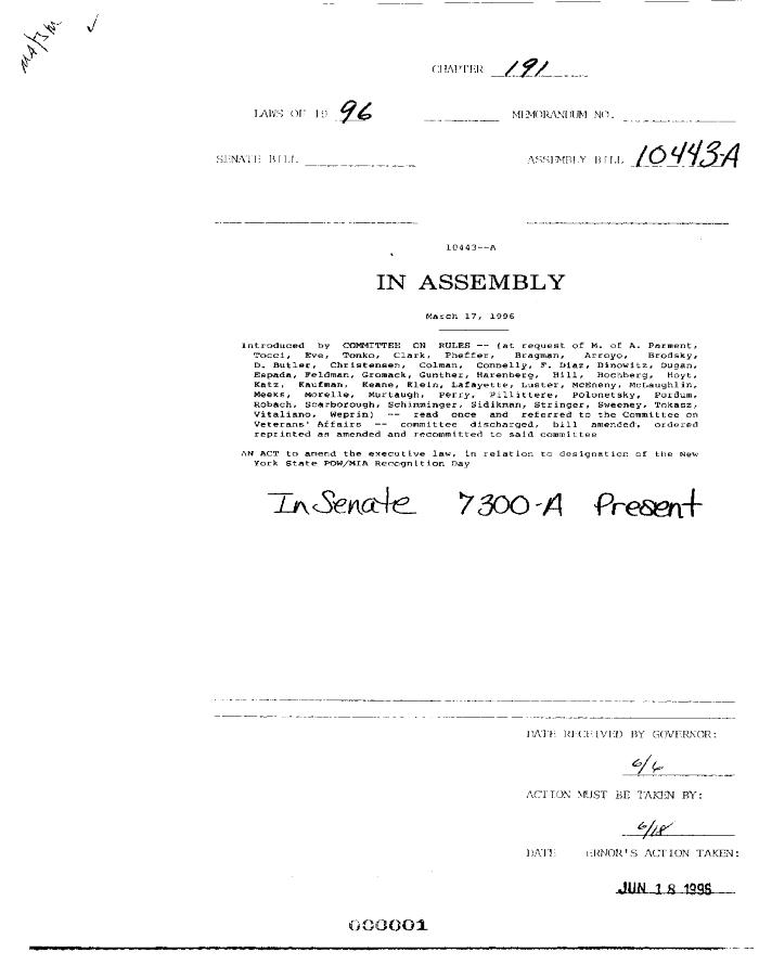 NYS Bill and Veto Jackets: 1996, Chapter 191