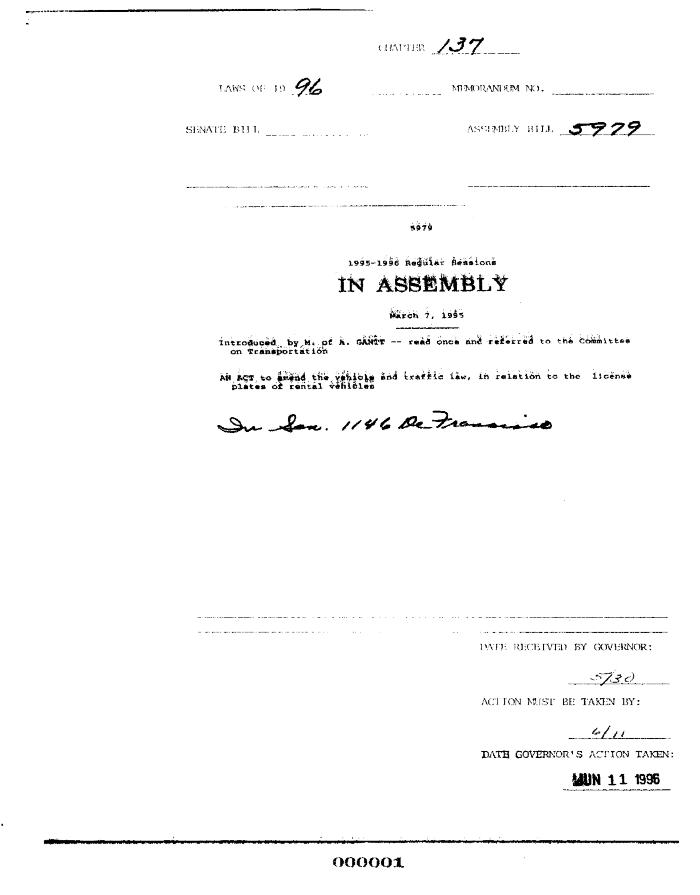 NYS Bill and Veto Jackets: 1996, Chapter 137