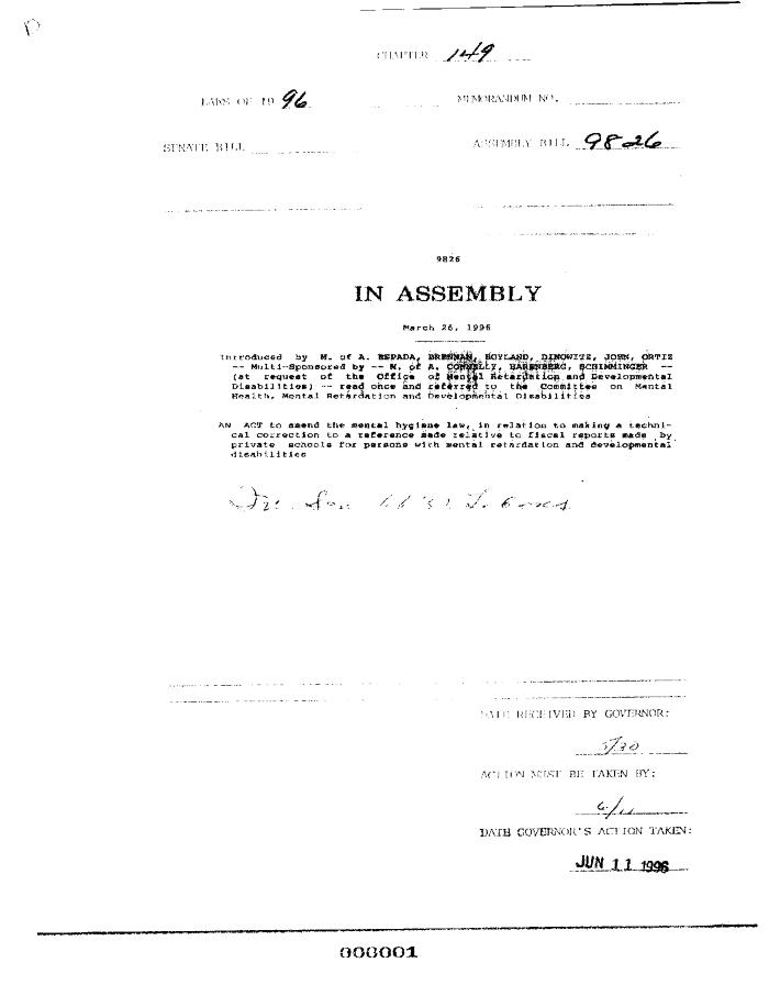 NYS Bill and Veto Jackets: 1996, Chapter 149