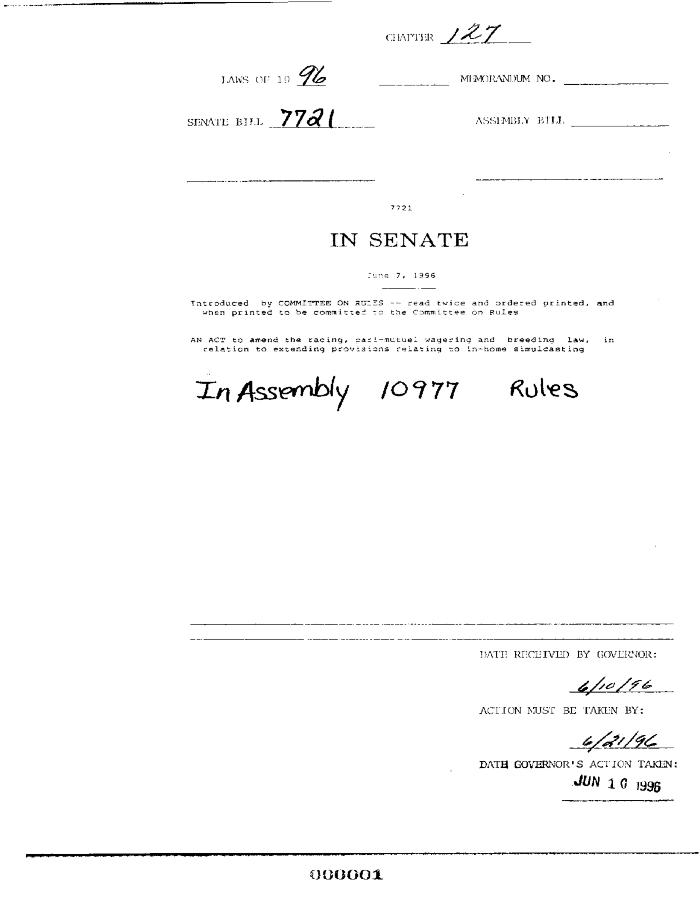 NYS Bill and Veto Jackets: 1996, Chapter 127