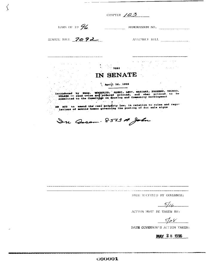NYS Bill and Veto Jackets: 1996, Chapter 103