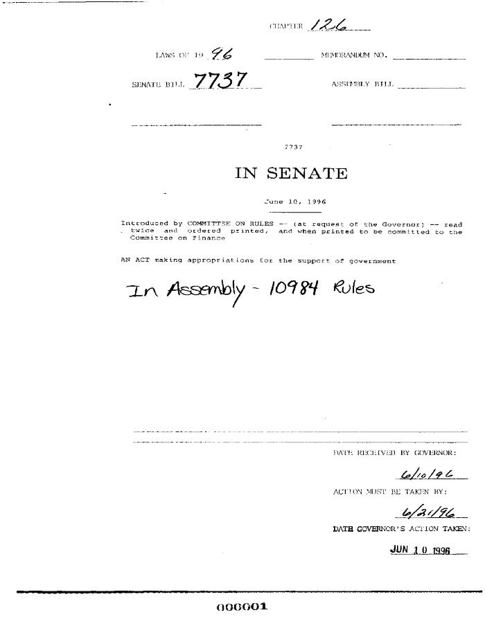 NYS Bill and Veto Jackets: 1996, Chapter 126