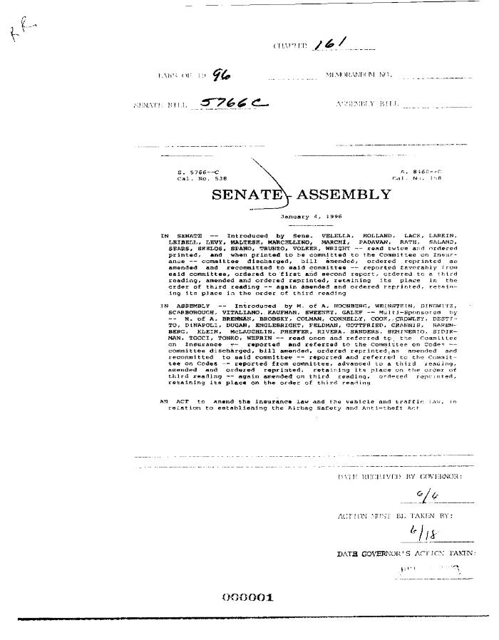 NYS Bill and Veto Jackets: 1996, Chapter 161