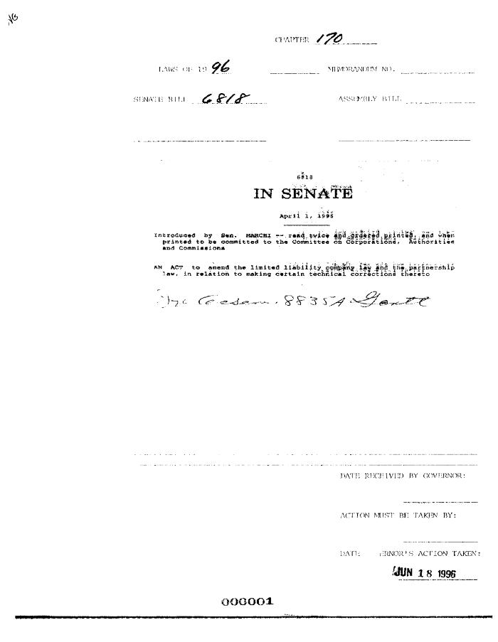 NYS Bill and Veto Jackets: 1996, Chapter 170