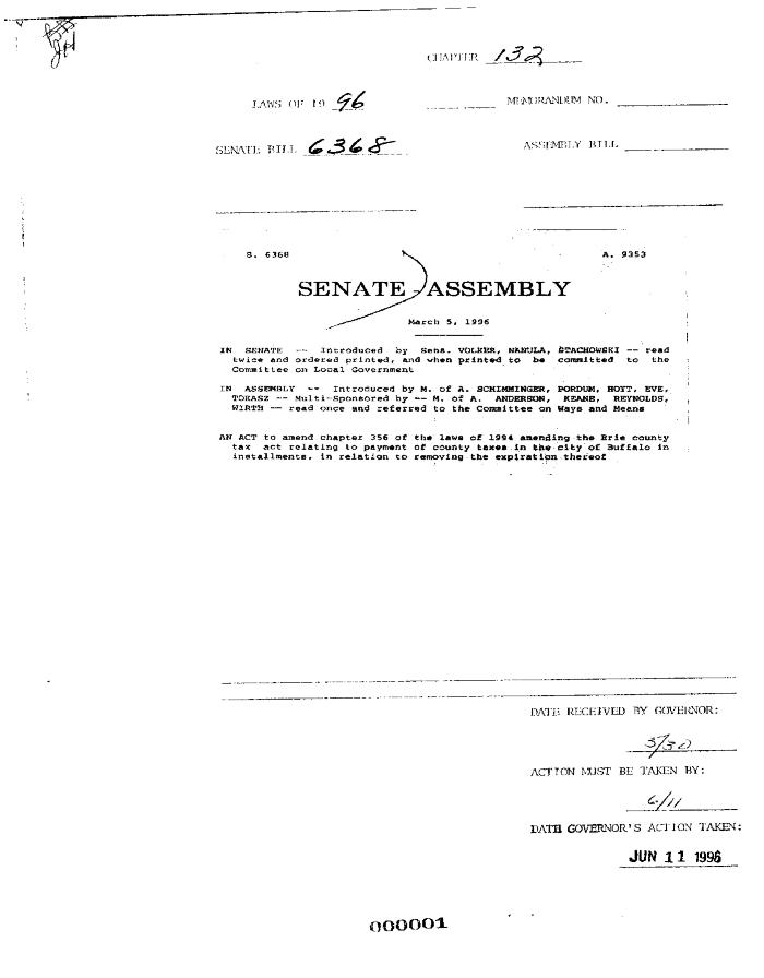 NYS Bill and Veto Jackets: 1996, Chapter 132
