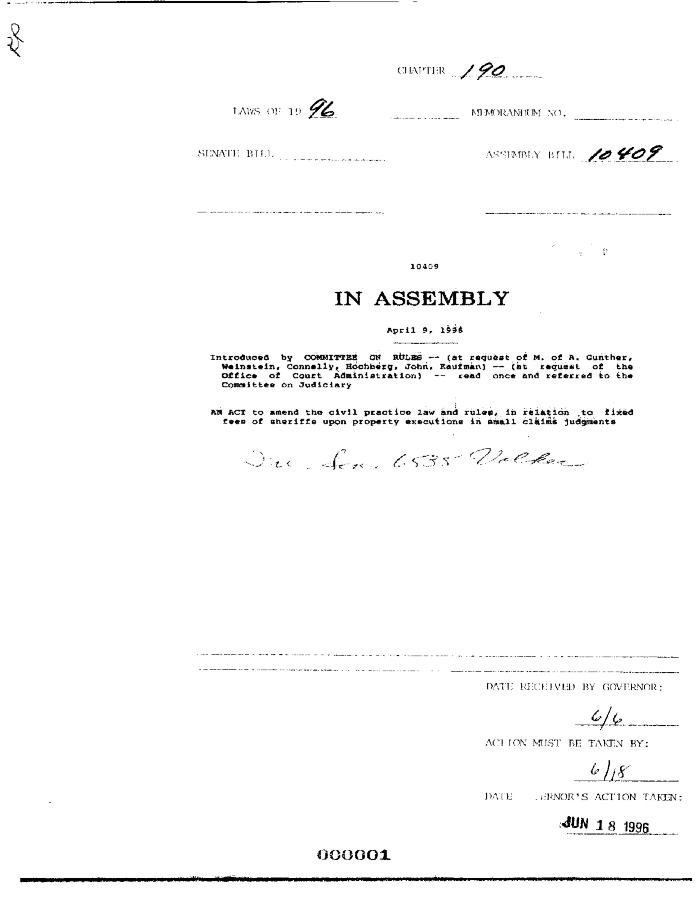 NYS Bill and Veto Jackets: 1996, Chapter 190