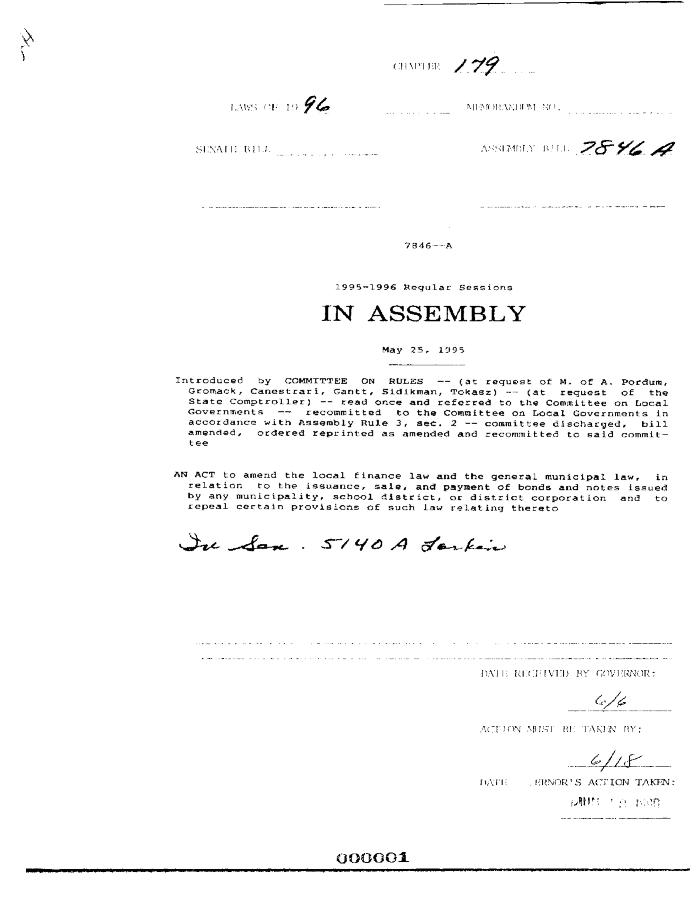 NYS Bill and Veto Jackets: 1996, Chapter 179