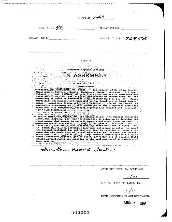 NYS Bill and Veto Jackets: 1996, Chapter 140