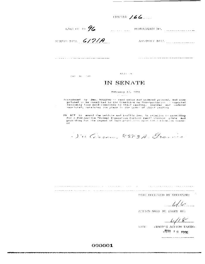 NYS Bill and Veto Jackets: 1996, Chapter 166