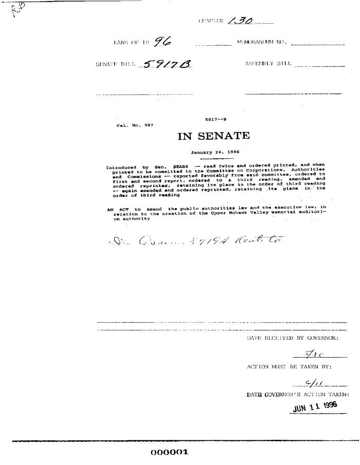 NYS Bill and Veto Jackets: 1996, Chapter 130