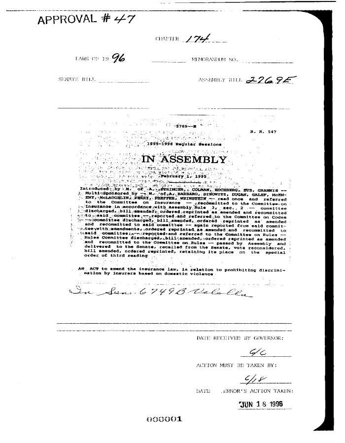 NYS Bill and Veto Jackets: 1996, Chapter 174